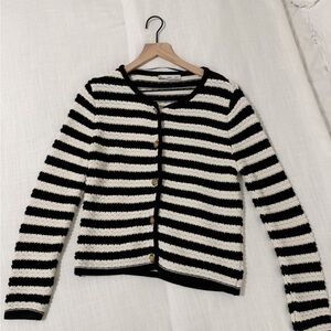 Mango Textured Jewel Button Cardigan